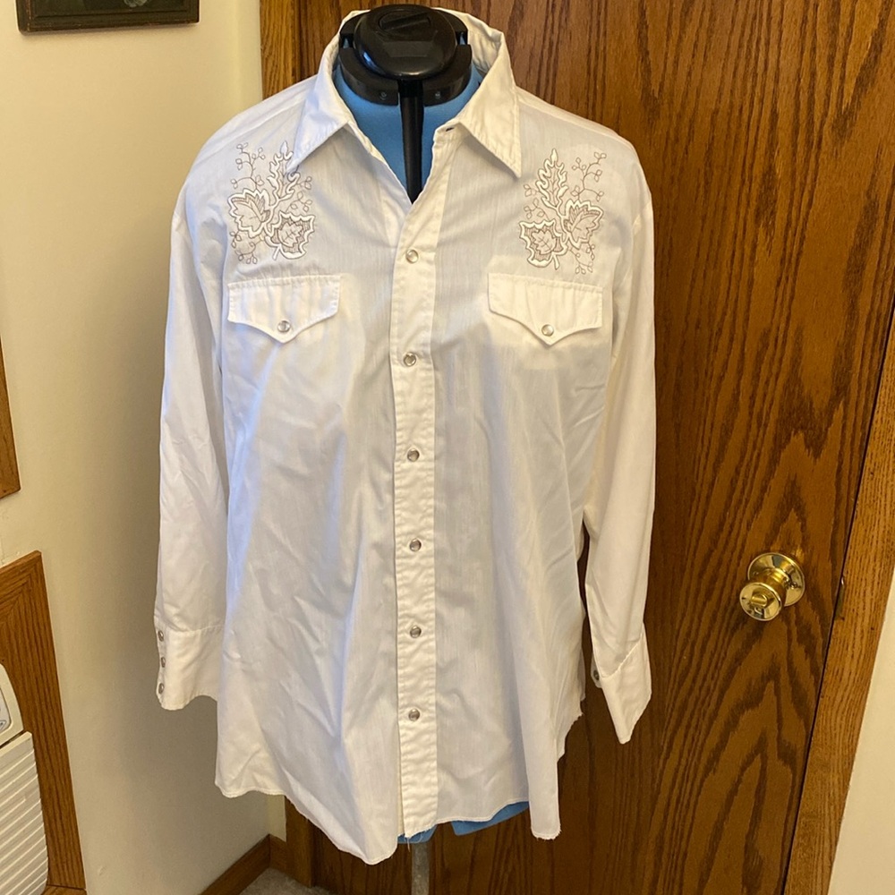 Vintage size L H Bar C California Ranchwear Western Pearl Snap Long Sleeve Tall